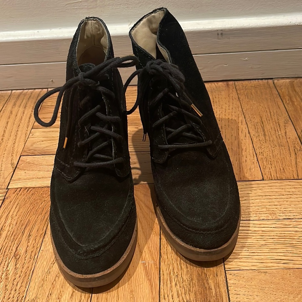 Suede wedge black bootie. 6.5. Decent condition. C Wonder brand.